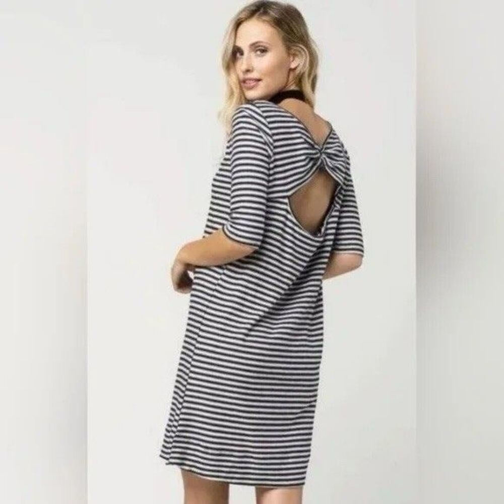 We The Free People Black & White Frenchie Striped Cotton T-Shirt Dress Size M